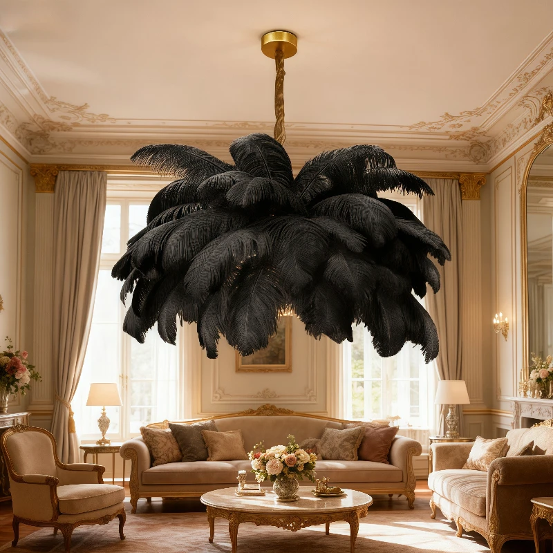 2026 Feather Ceiling Lamp LED Pendant Light Nordic Home Decor Lustre Modern Chandelier Pendant Light For Living Room Chandelier