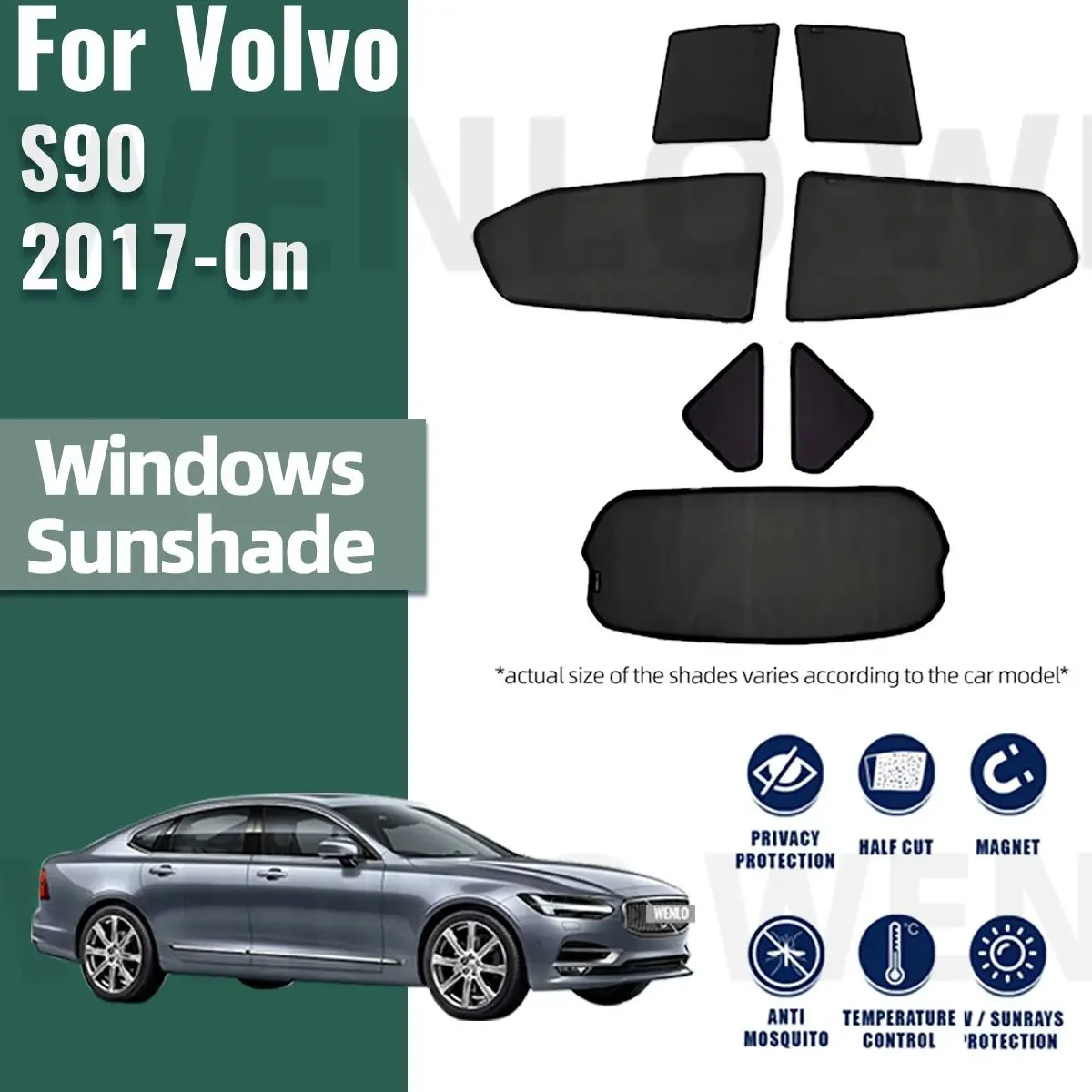 

For Volvo S90 2017-2023 2024 Magnetic Sun Shade Car Sun Visor Front Windshield Curtains Summer Window Sunshade Auto Accesorries