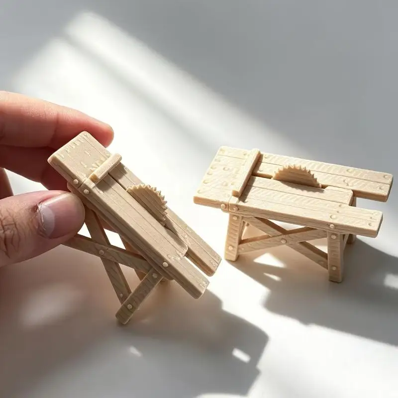 ⑧ Miniature Simulated Saw Workbench With Realistic Detail Mini Firewood Set For Dollhouse Decor Fairy Garden Craft