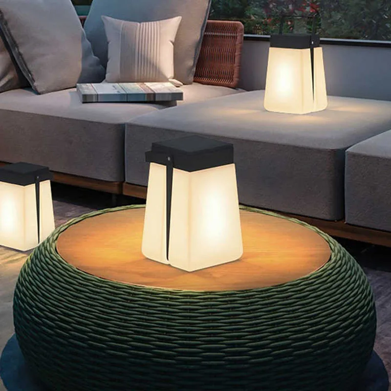 Portable Cordless Outdoor Carrying Lamp Table Lamp Waterproof Handle Solar Garden Camping Flower