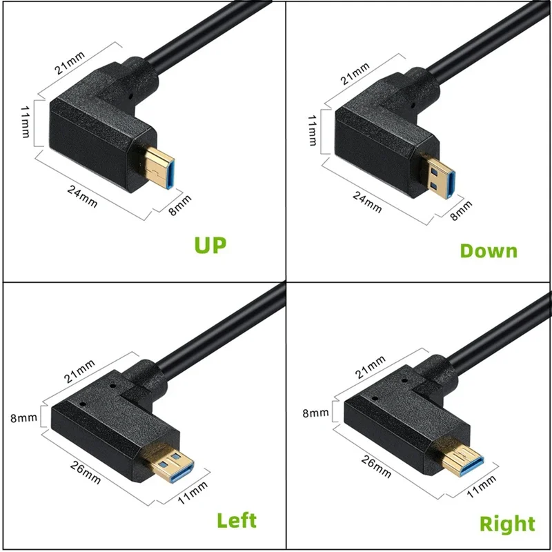 30cm C-D 2.1V 8K 60Hz 4K120Hz 1080P 3D Mini HDMI-compatible to Micro HDMI-compatible with Elbow Data Cable
