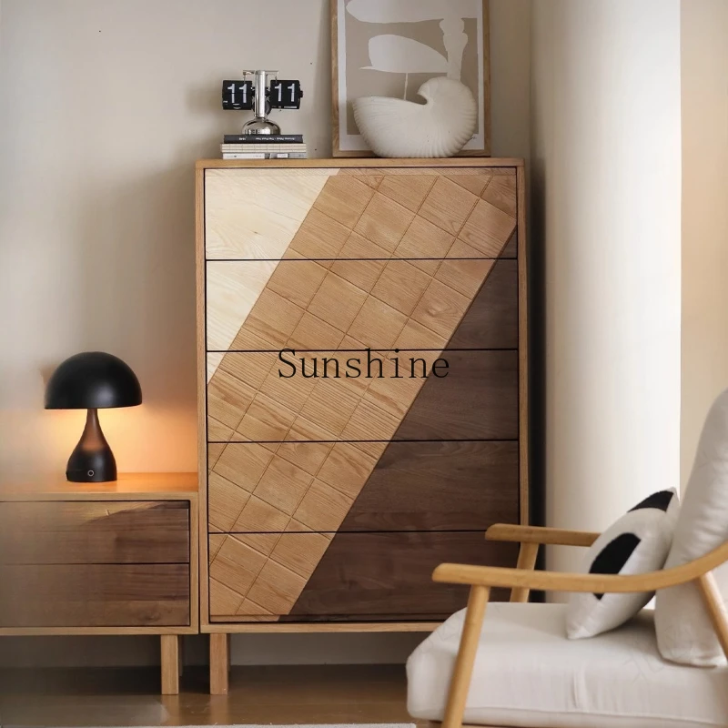 

Solid wood simple sofa side cabinet Rhombus TV cabinet bucket cabinet