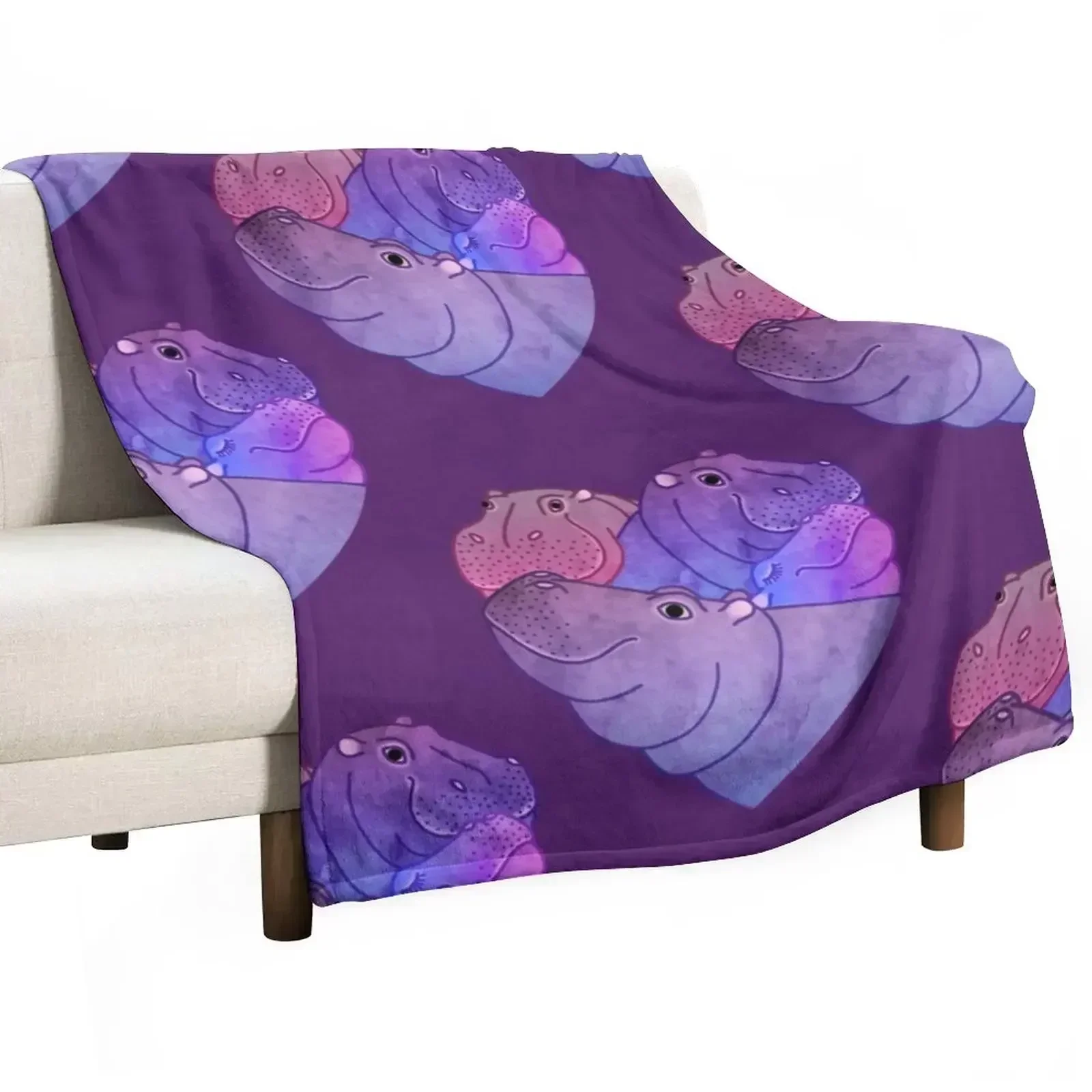 

Heart Hippos Throw Blanket Quilt blankets and throws Flannel Fabric Polar Blankets