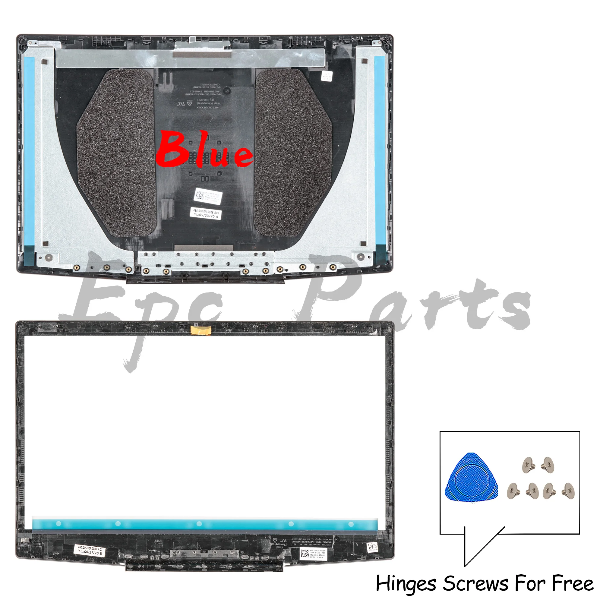 Imagem -05 - Tampa Traseira Lcd para Dell g3 3590 3500 P89f 0747kp Moldura Frontal 07md2f Dobradiças Pretas Parafusos Transporte Rápido