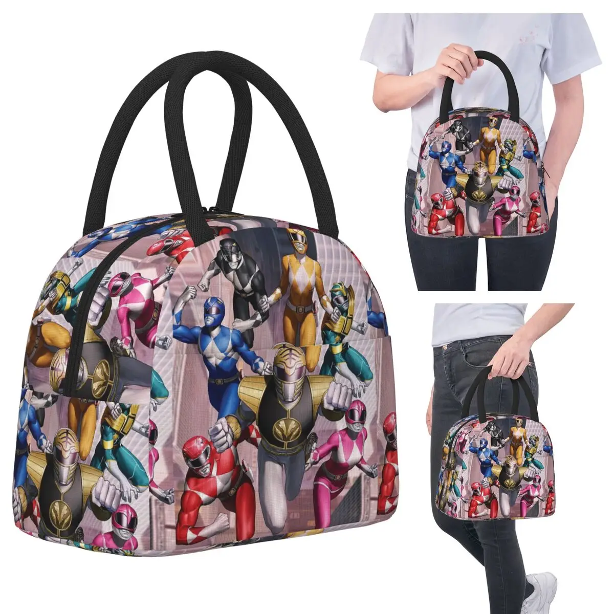 

Изолированная сумка для обеда Mighty Morphin Power Ranger для детей, школьный холодильник, термосумка для еды, герметичные коробки для завтрака, контейнер