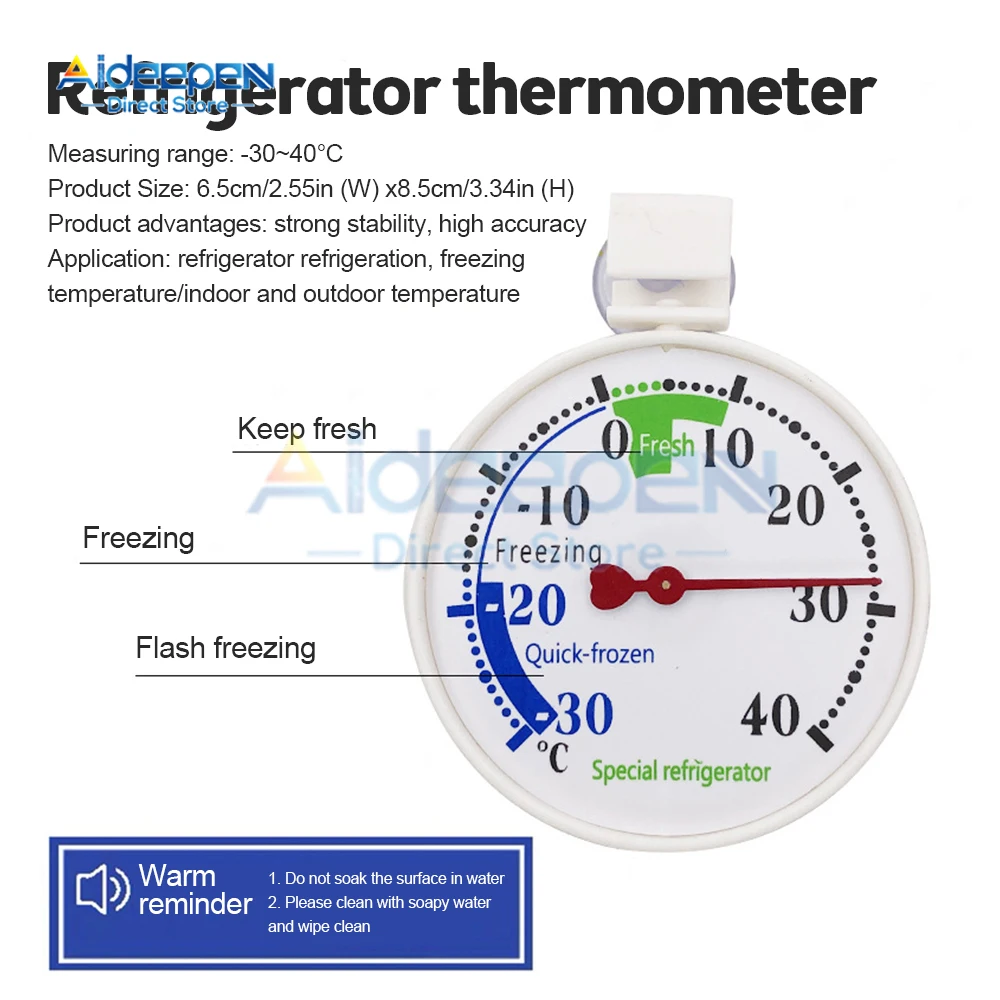 Mini lodówka wskaźnik temperatury chłodniczy narzędzia pomiarowe okrągły termometr lodówka termometr do zamrażarki-30 ~ 40 ℃