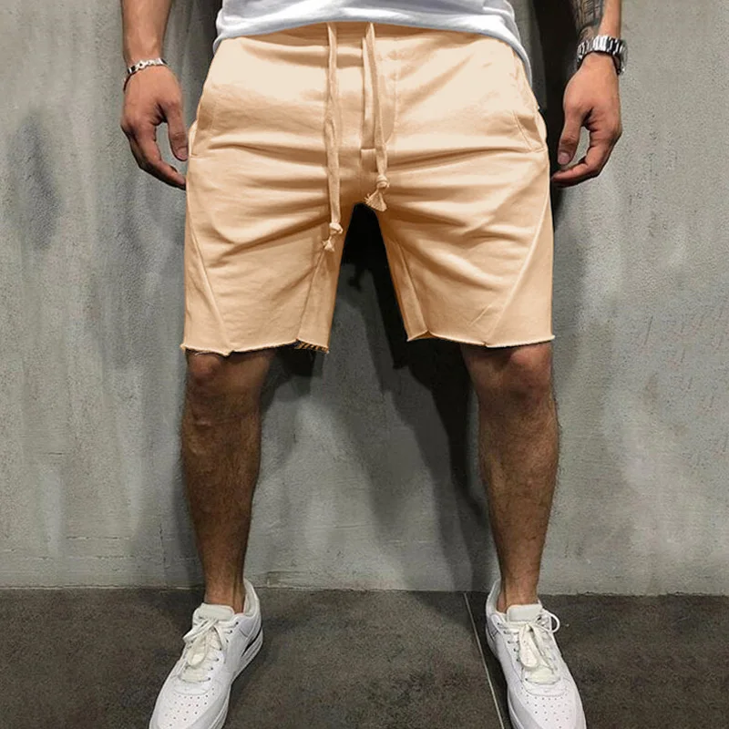 Mens Home Gym Crossfit Shorts Wild Style Solid Color Ripped Athletic Short Pants Jogger Workout Shorts 10 Color
