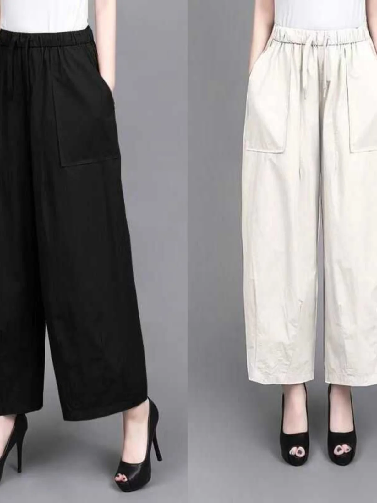 Spring Summer New Style Slimming Fashion Drapey Casual Pants High Waist Thin Multi-Purpose Mom Wide Leg Pants Women Loose Nin...