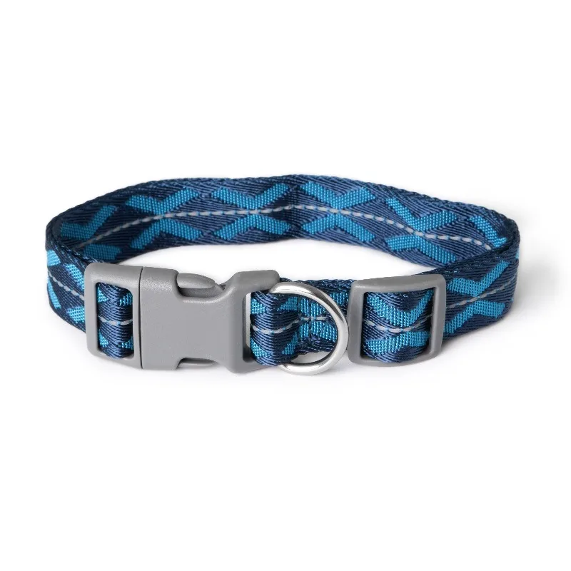 Reflective Adjustable Large Dog Collar Blue