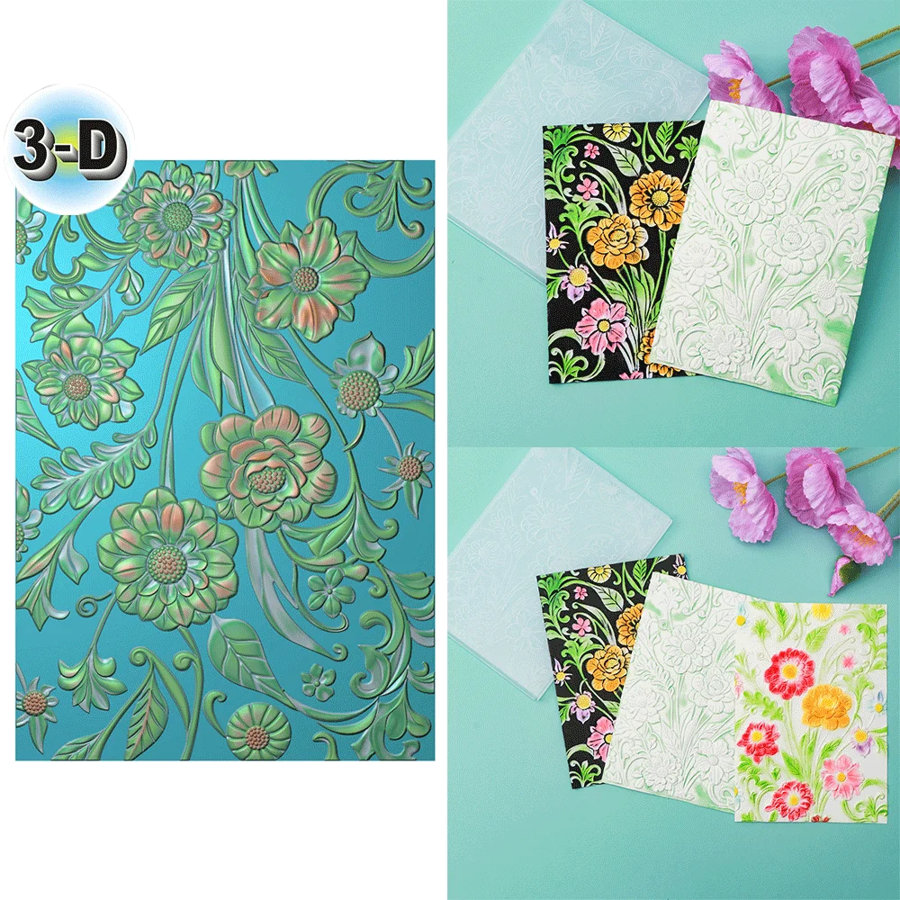 

Spring Decorations, Blooming Flowers 3D Embossing Folder for Card Making & Scrapbooking - Durable Plastic,Easy Embossing-Perfect