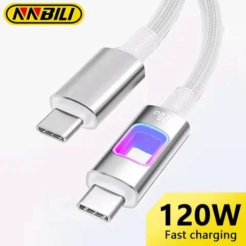 NNBILI NEW RGB PD120W Type c to Type c fast charging data cord usb c quick charging for MacBook iPad iPhone 16 17 Samsung Xiaomi