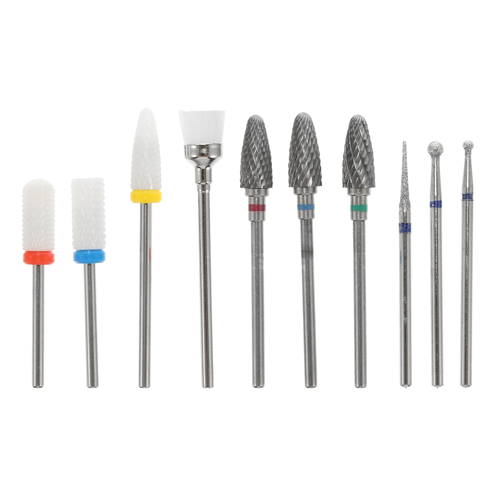 10 pz Punte da trapano per unghie in carburo di tungsteno Set Teste di macinazione per manicure compatte per uso domestico in salone Unghie artificiali naturali Nail Art