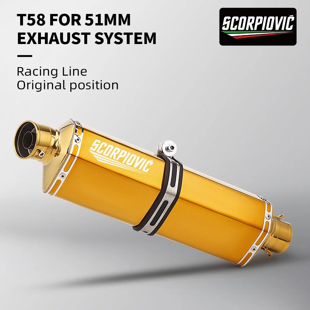 

Suitable for 51MM universal exhaust system muffler for XMAX300 GSX250 Z900 Z400 Z250 450SR 675AR T58 muffler exhaust