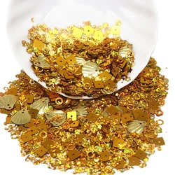 Gold Sequin Mix 3-30mm Flat Cup Round Sequin PVC Loose Sequins Crafts Paillettes DIY for Wedding Sewing Handcraft Decoration