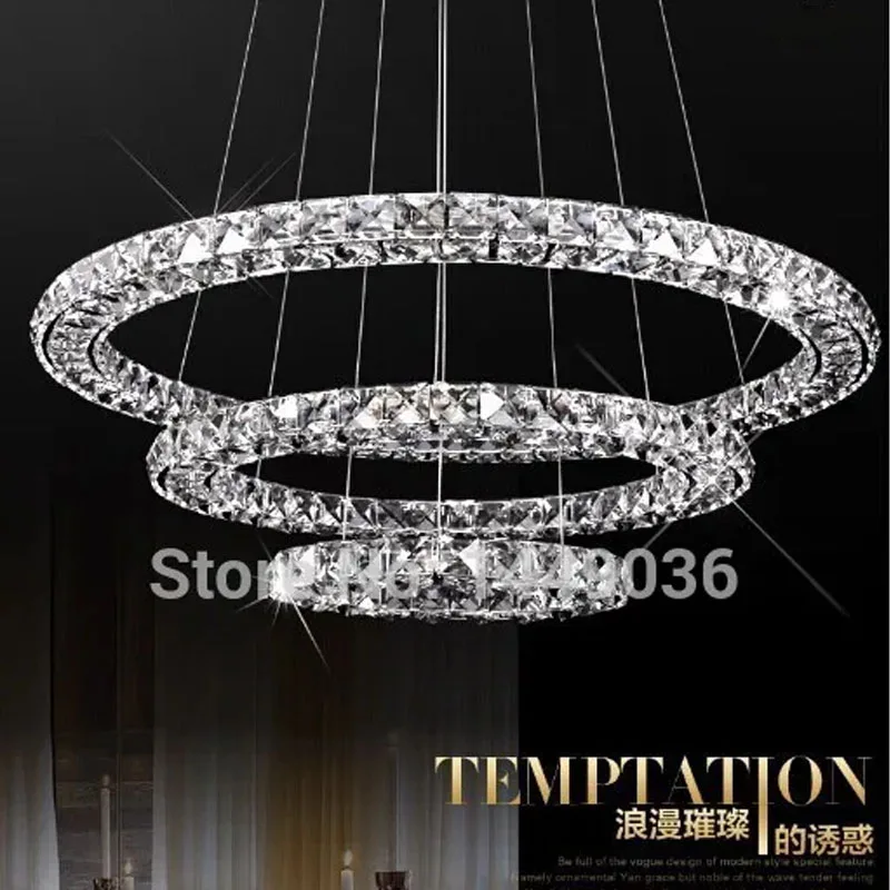 NEW 3 Ring LED K9 Crystal Chandelier Circles Modern Diamond Crtstal Lights  High-end European-style chandelier