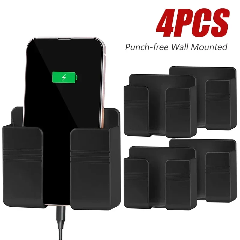 

4Pcs Wall Mounted Storage Box Multifunction Punch Free Organizer TV Remote Control Mounted Mobile Phone Plug Charging Holder