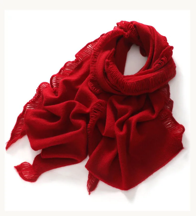 Winsleter-100%Cashmere Elegant Scarf, Tassel Solid, Women Versatile Skin Friendly Knit Shawl Sarves, 2026 Autumn New A68774CC