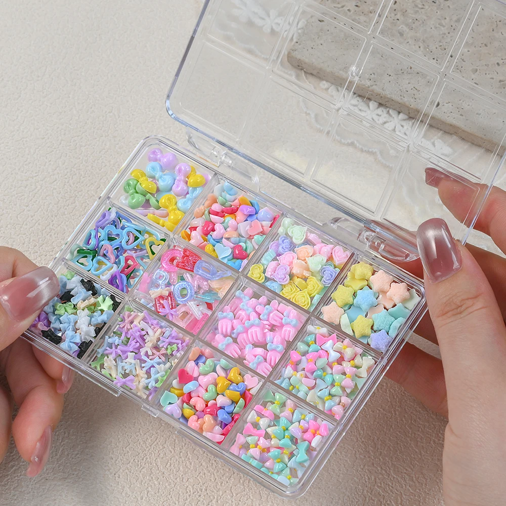 12/15/24Grids Transparent Plastic Nail Art  Storage Box 15X10CM Enlarged&Thickened Nail Charms Box DIY Reusable Storage Tool Box