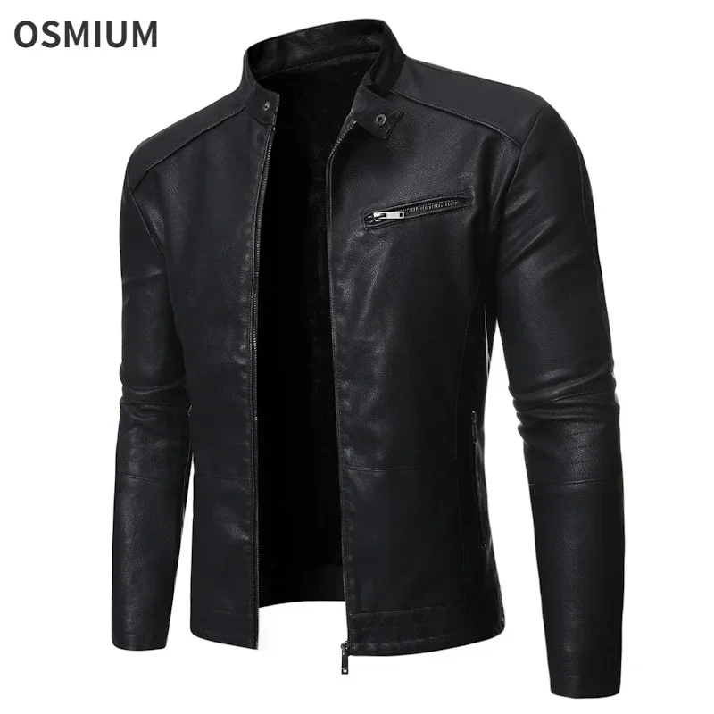 

Mens Autumn Winter Black Brown Vintage Motorcycle Jacket Oversize Stand Collar Washed PU Leather Jacket Plus Size Boys Xxxl