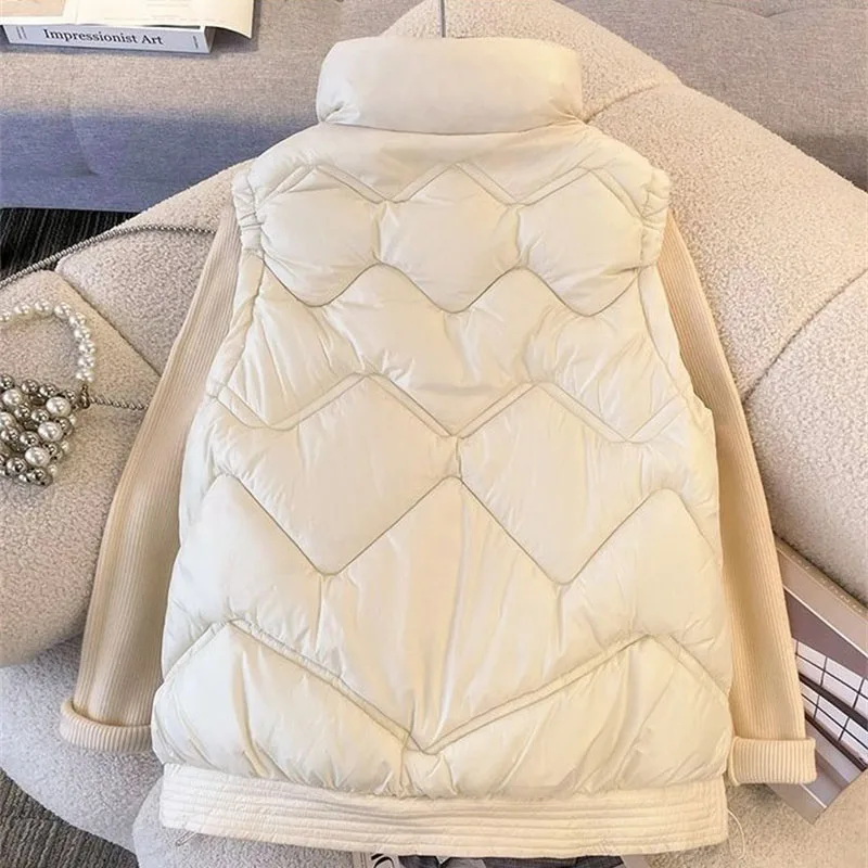 2025 여성 겨울 재킷 레이디 조끼 코튼 패딩 베스트 지퍼 클로저 턴다운 칼라 아웃도어 방풍 아우터