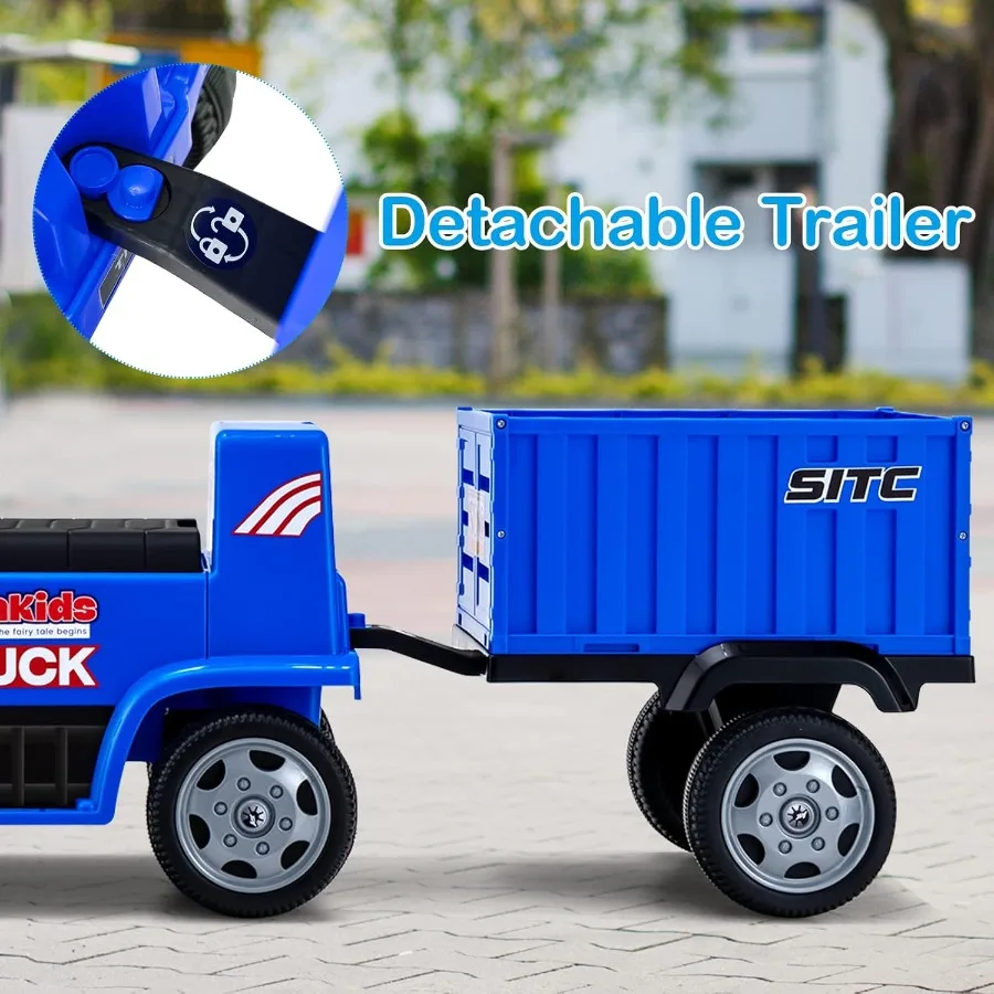 Ride On Push Car 2 en 1, camion coulissant pied au sol avec remorque détachable, phares de volant, alarme musicale, jouet sonore Wal