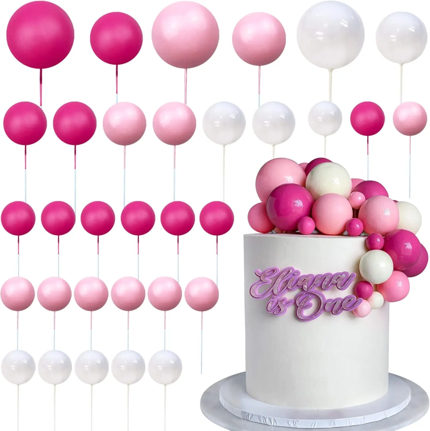 32 Stück Ball kuchen Picks bunte kugelförmige Kuchen deckel Perlen kugeln Cupcake Kuchen einsatz Topper für Geburtstags feier Hochzeits dekor – Detail 40
