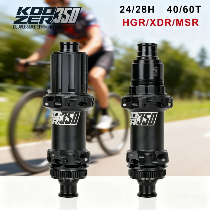 

KOOZER 350 Rear Hub: 24/28H, 11 - 12S, 5x135/12x142, CL, SP, 40T - 60T Ratchet for Road, Gravel & CX Bikes