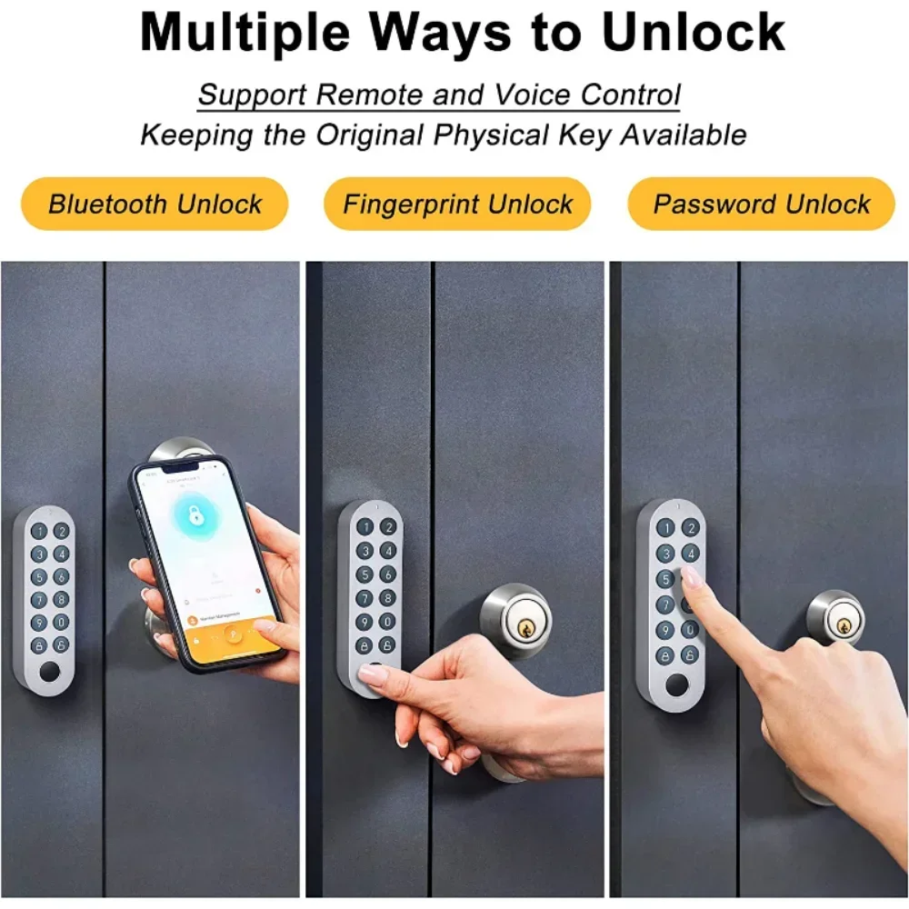 Lockin G30 Tuya App WiFi Quick Keyless Entry Smart Door Lock Bluetooth Fingerprint Keypad Unlock Compatible with Alexa Google