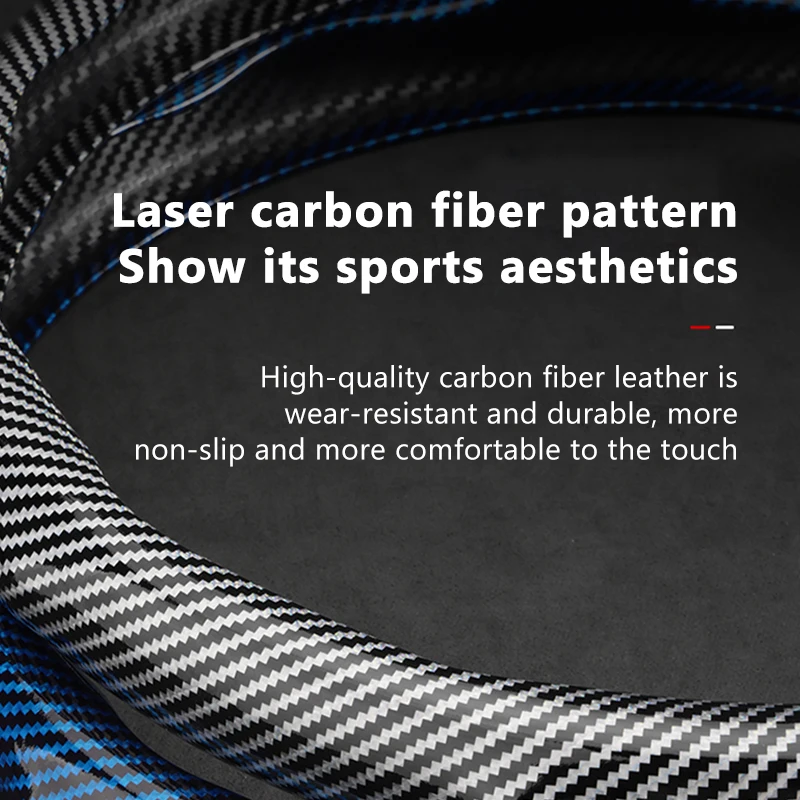 SEAMETAL 38cm Car Steering Wheel Covers Interior Non-slip Carbon Fiber Auto Steering Wheels Cover Protector Anti Scratch Cover