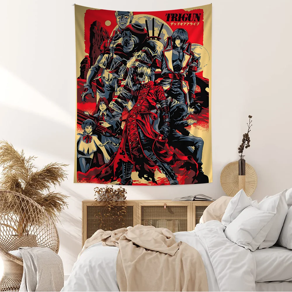 

Japanese Manga T-Trigun Anime Tapestry Hippie Flower Wall Carpets Dorm Decor Wall Hanging Home Decor