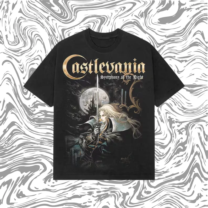 Symphony of The Night T-Shirt, Retro Gothic Y2K Tee, Heavyweight Vintage Anime, Alucard Graphic Tee, Dark Aesthetic Streetwear