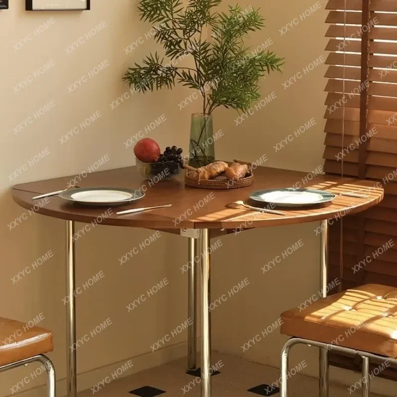 Boxwood Folding Retro Round Dining Table Household Square Log Medium Antique Solid Wood