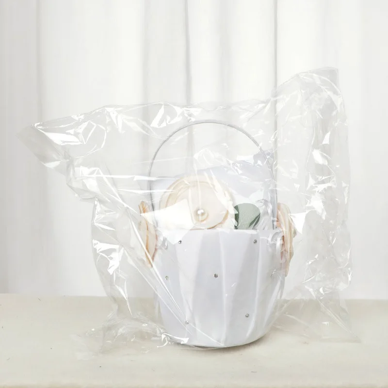 White Panier Mariage Flower Girl Basket for Wedding White Small Wedding Accessories Cestas Mimbre Para Bodas