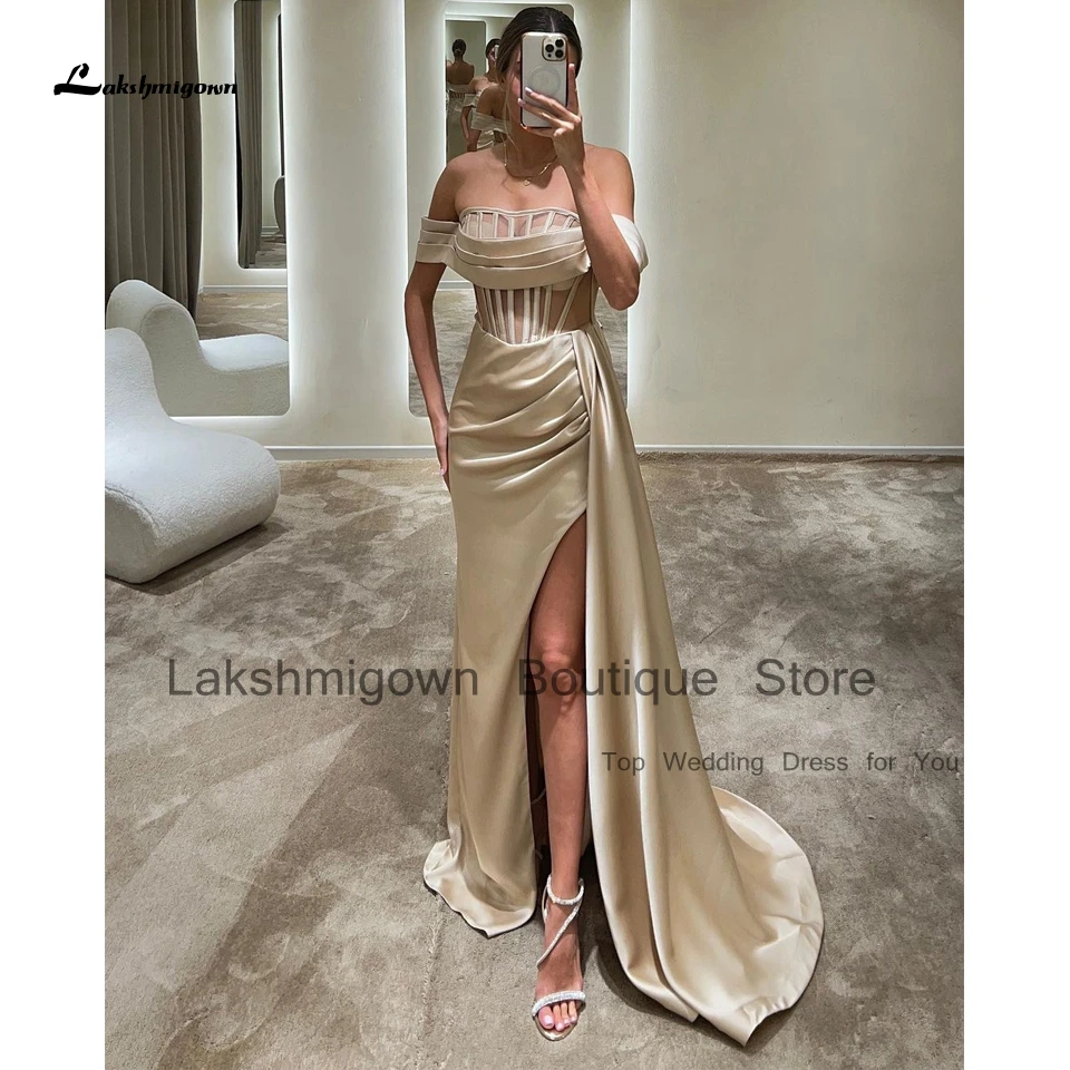 

Lakshmigown Modest Women Satin Dress Party Evening Gowns 2024 Mermaid Long Prom Dresses Vestido Gala Mujer