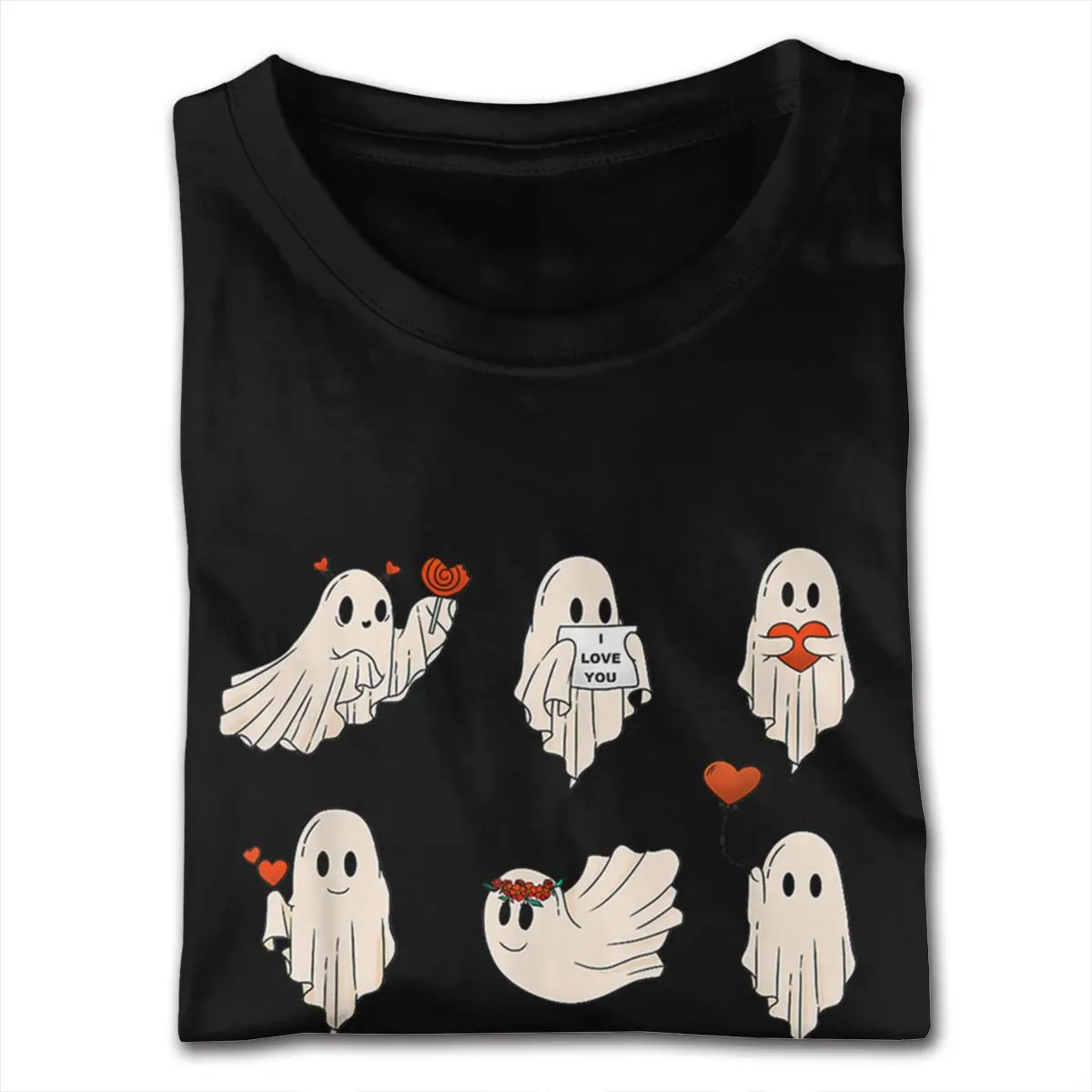 Best Ghost Valentines, Spooky Valentine'S Day T-Shirt Men Custom Made Short Sleeved Ultra Cotton Black O Neck T-Shirt