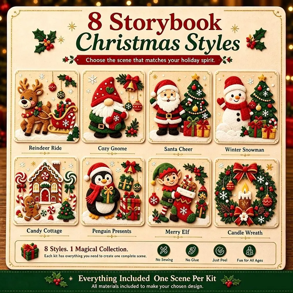 Hook and Loop Christmas Felt Art Kit DIY Magic Felt Pieces Christmas Craft Kit Holiday Design Felt Board Art Set