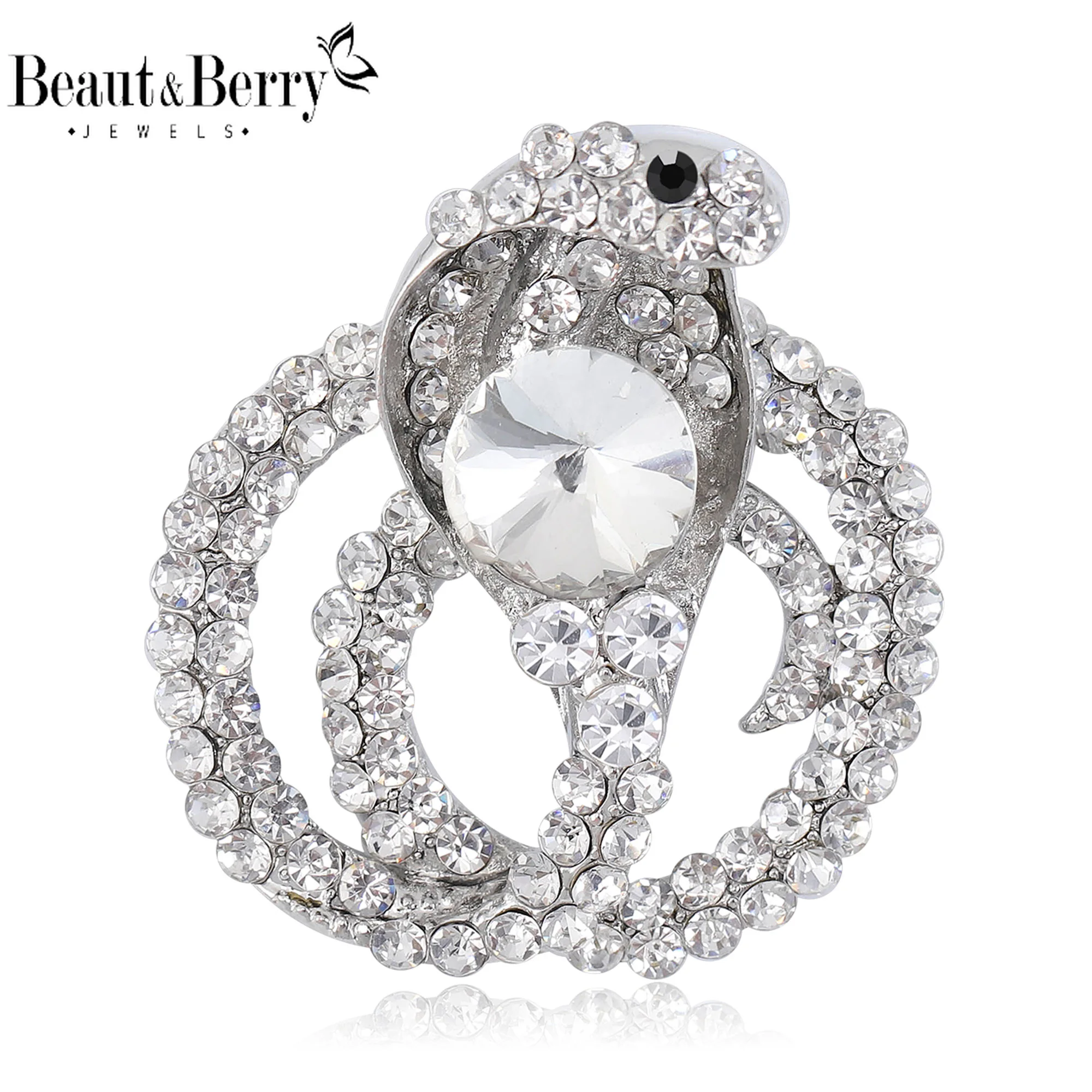 Beaut&Berry Classic Rhinestone Snake Brooches for Women Animal Pins Friends Party Gifts Jewellery Accessories