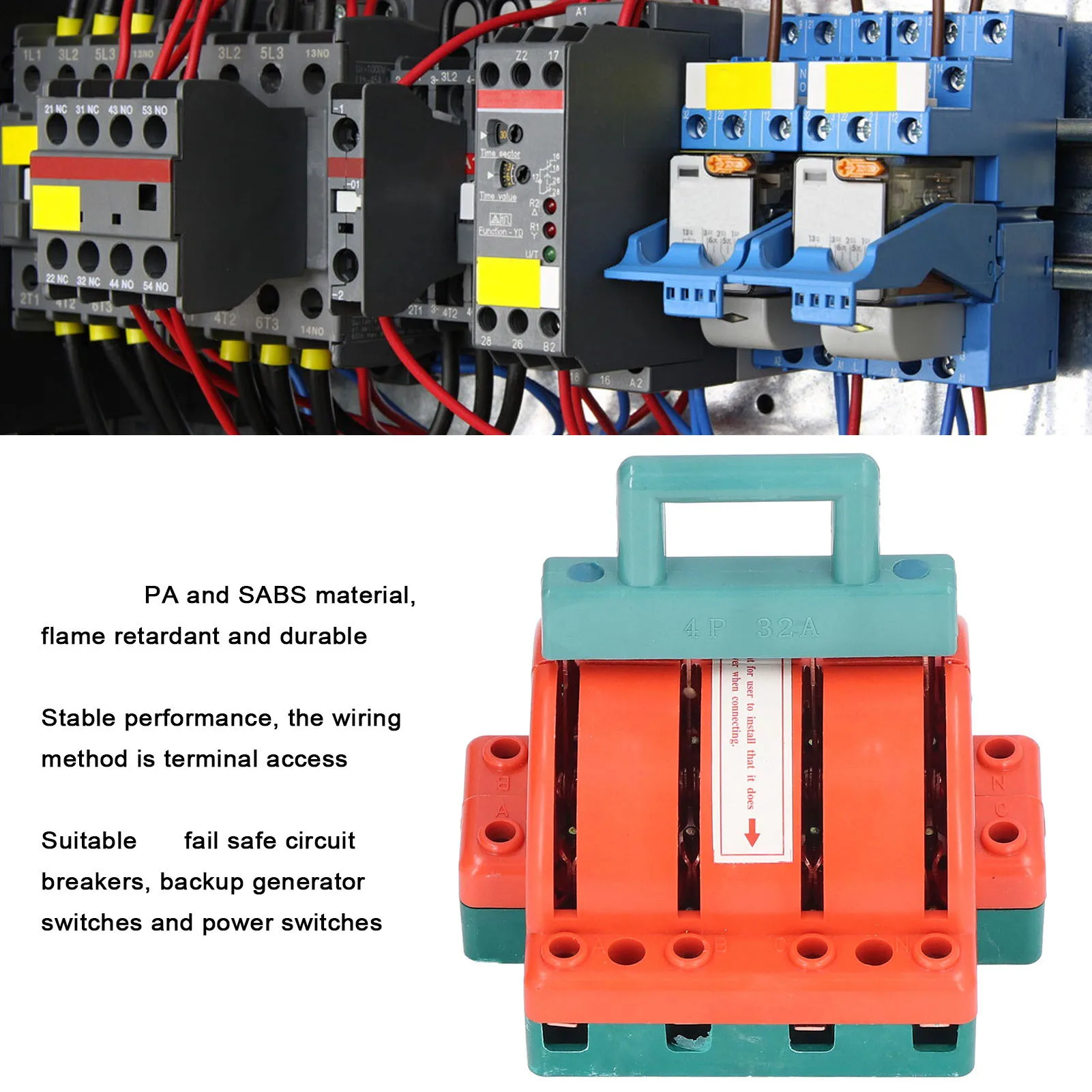 

32A 4 Pole Double Throw Knife Switch 3 Phase Electrical Disconnect Knife Switch for Household Industry Double Throw Knife Switch