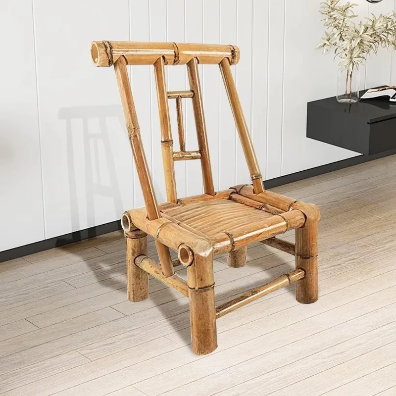 BP82 Bamboo Chair with Backrest, Traditional Chinese Photography Chair, Tea Room Dining Chair, Handcrafted Bamboo Stool for Home