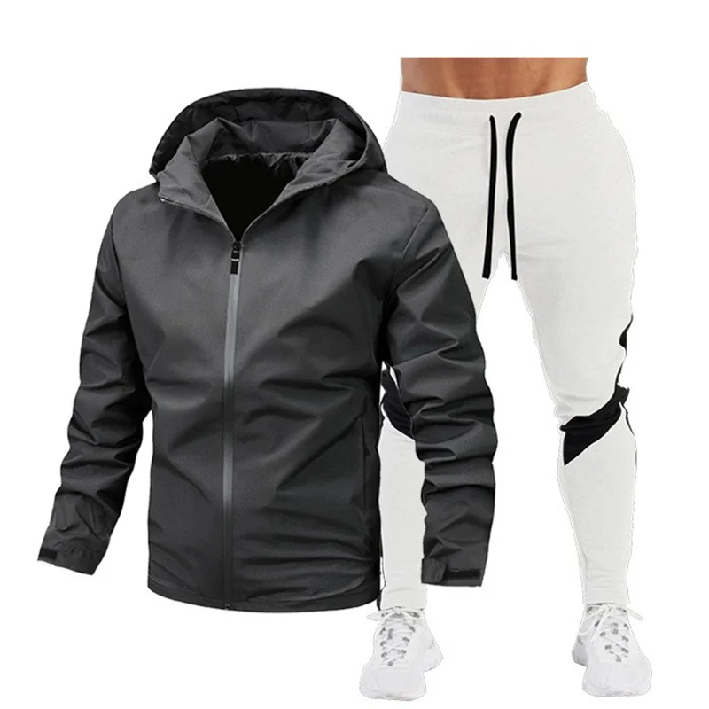 

2025 Новый мужской весенне-осенний комплект: Комплект ветровка + длинные брюки, повседневная мужская одежда, спортивная одежда, повседневный комплект куртки