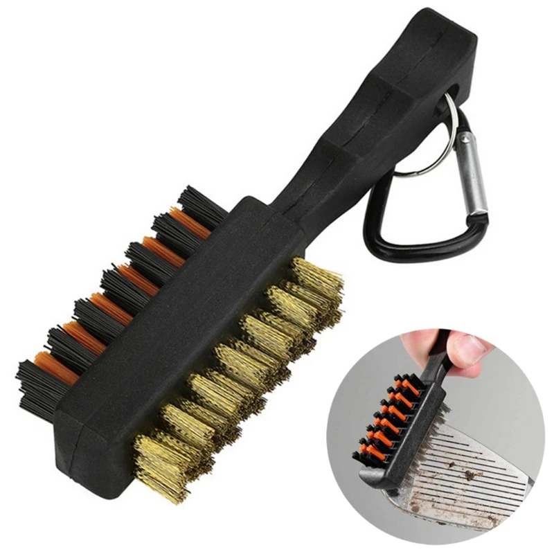 Double Side Golf Brass + Nylon Golf Club for Head Groove Cleaner Brush Cleaning Tool Kit with Hanger Golf Accessories&pr Club