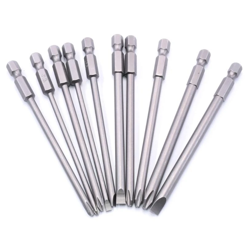 Y1AD Comprehensive Professional 10 Piece Long Screwdriver Bit Head Set 100mm For Efficient Repairs Electric Tool Accessories