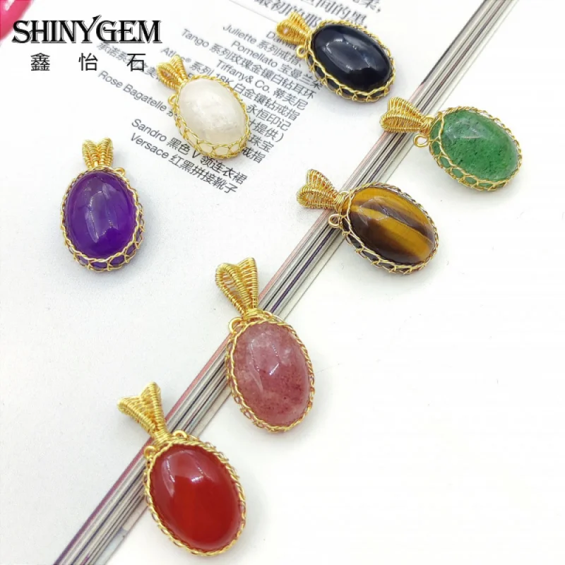 SHINYGEM Raw Crystal Necklace Handmade Natural Stone Pendant Boho Style Jewelry Gift For Her Positive Energy Healing Charms