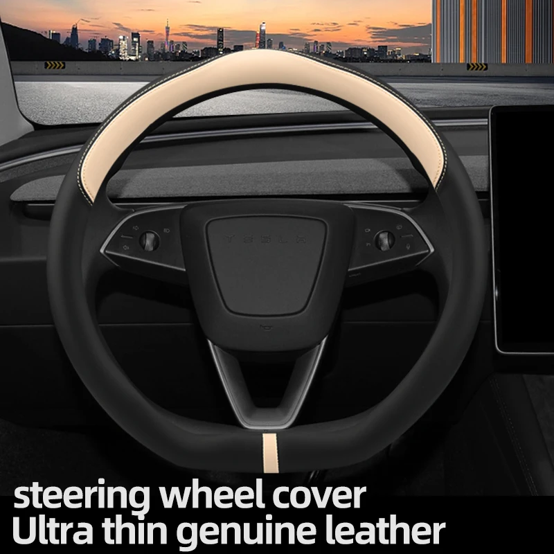 

Ultra-thin non-slip breathable leather steering wheel cover For Tesla Model 3 Model S Model X Model Y Roadster SpaceX Interior