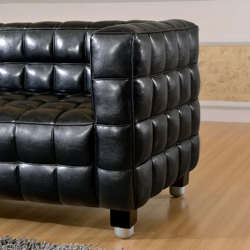 Simple modern hotel bar coffee shop leather art sofa three-person leisure office reception club leather sofa combination