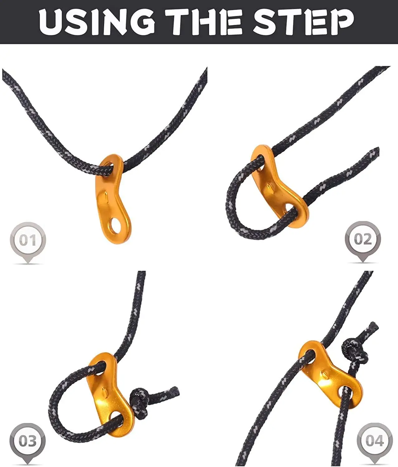 4m Reflective Guy Lines Tent Cord Dia 4mm with Adjuster Tensioner Outdoor Camping Guyline Rope for Tent Tarp Backpack Hiking