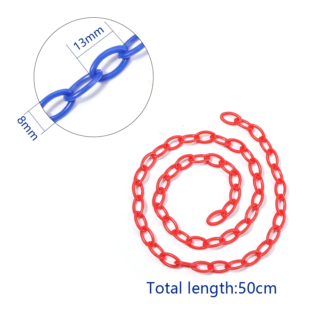 5pcs Width 8mm Length 50cm Colorful Acrylic Link Chain Lobster Clasp Chains For Key Glasses Bag Chain Making Jewelry Necklace
