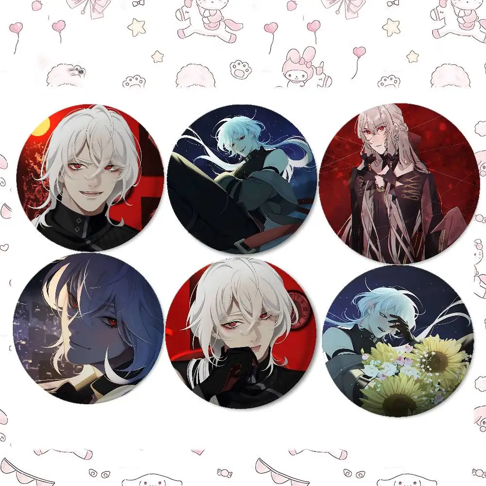 Game A Date With D-Death Badges Peripheral Lapel Pins Tinplate Round Brooch For Shoulder Bag Accessories Souvenir Gifts