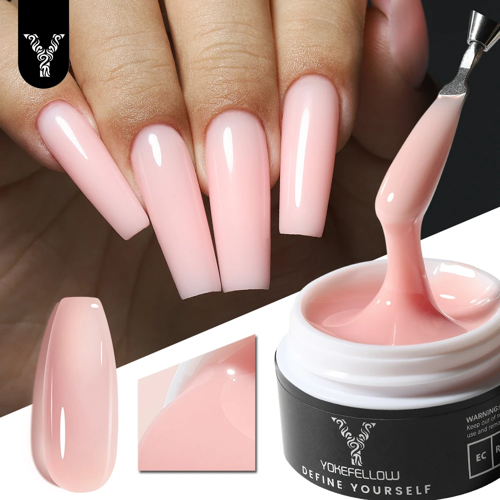 

YOKEFELLOW 15g Builder Gel Nail Polish for Nail Extension Gel YMH03 Jelly Nude Pink Construct Extend UV Acrylic Gel Nail Art DIY