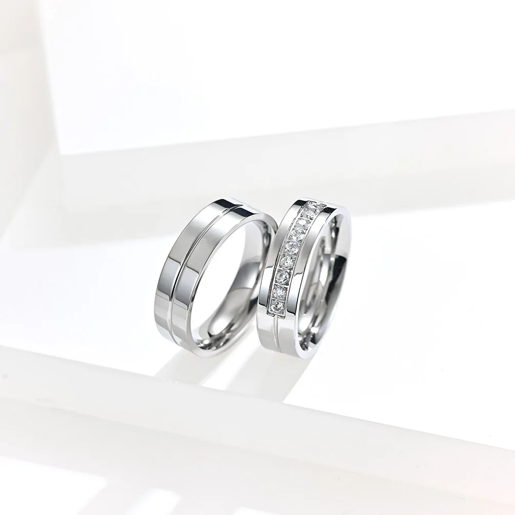 Popular 6mm Eternity Rings With CZ Stone Latest Gold Color Stainless Steel Artificial Jewellery Designs 2025 Birthday Gift image 3